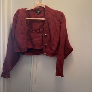 Lulu’s More the Merrier Rust Red Knit Three-Piece Sweater Dress M